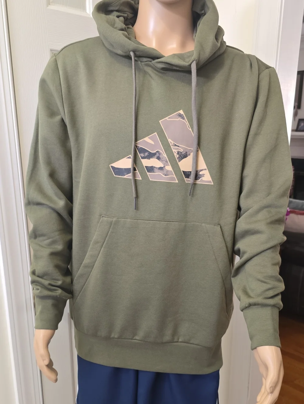 ADIDAS SIGNATURE BRAND MEN'S GREEN & CAMO PULLOVER HOODIE SWEATSHIRT SIZE LARGE